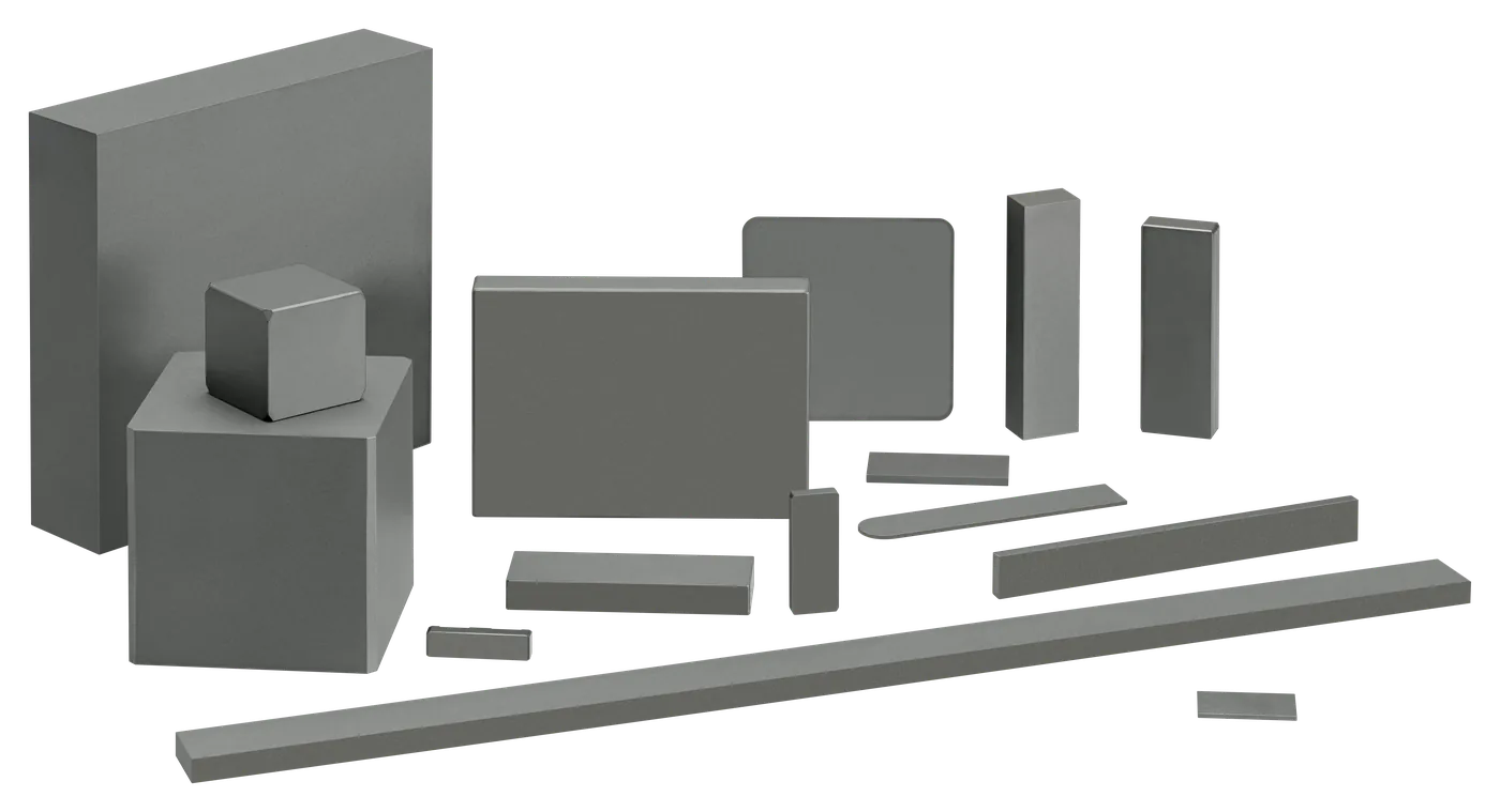 Ferrite plates, blocks, cuboids and bars in various large formats made from Blinzinger ferrite materials